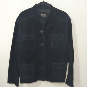 John Paul Richard 100% Leather Jacket Black Suede Button Closure Women's Size 1X